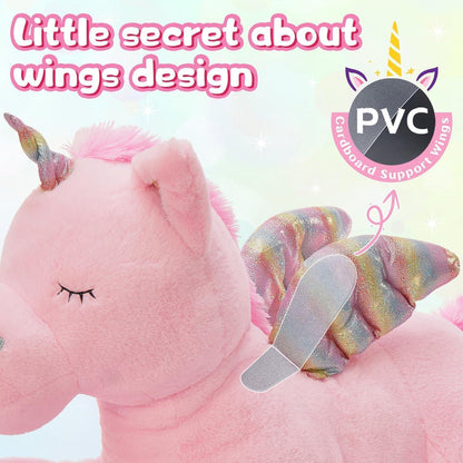 XXL Einhorn Kuscheltier 110cm - Rosa Plüschtier Geschenk für Kinder