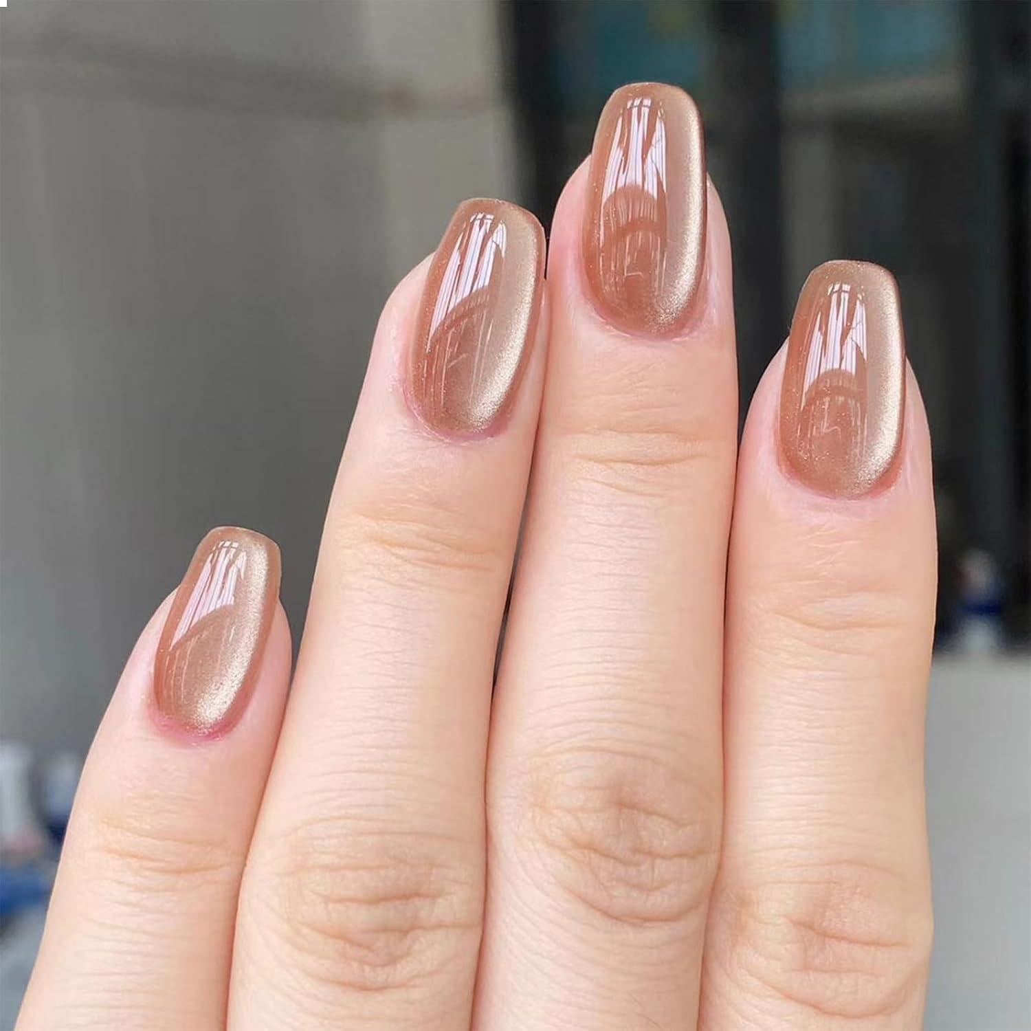 24er Set Cat-eye Press On Nägel mit Gel Acryl & Nagelkleber