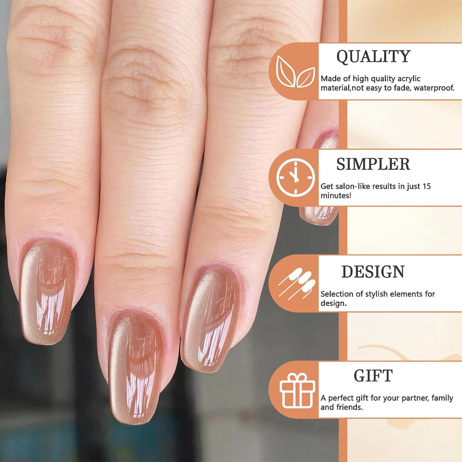 Cat-eye Press On Nägel Set mit Gel Acryl Falsche Nägel 24er Pack