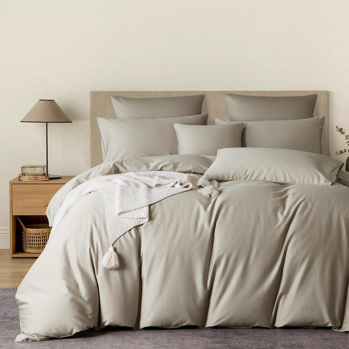 Mako Satin Bettwäsche Set 220x240 Beige – Weich & Kühlend