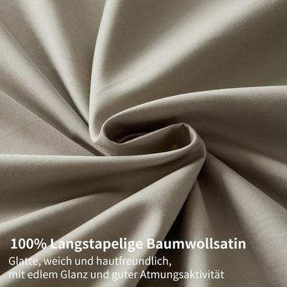 Mako Satin Bettwäsche Set 220x240 Beige – Weich & Kühlend