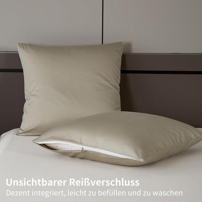 Mako Satin Bettwäsche Set 220x240 Beige – Weich & Kühlend