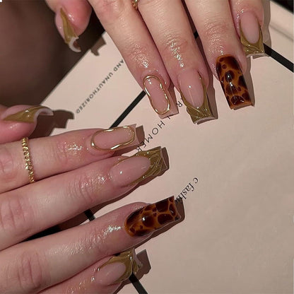 24 Stück Leopard Press on Nägel Set