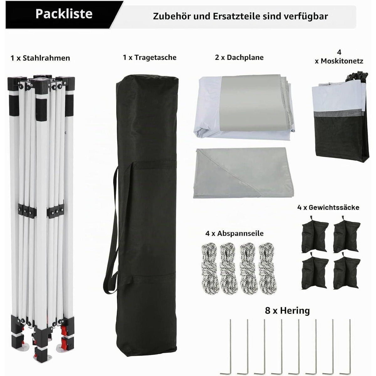 3x3 Gartenpavillon wasserdicht – Pop-Up Zelt mit Moskitonetz