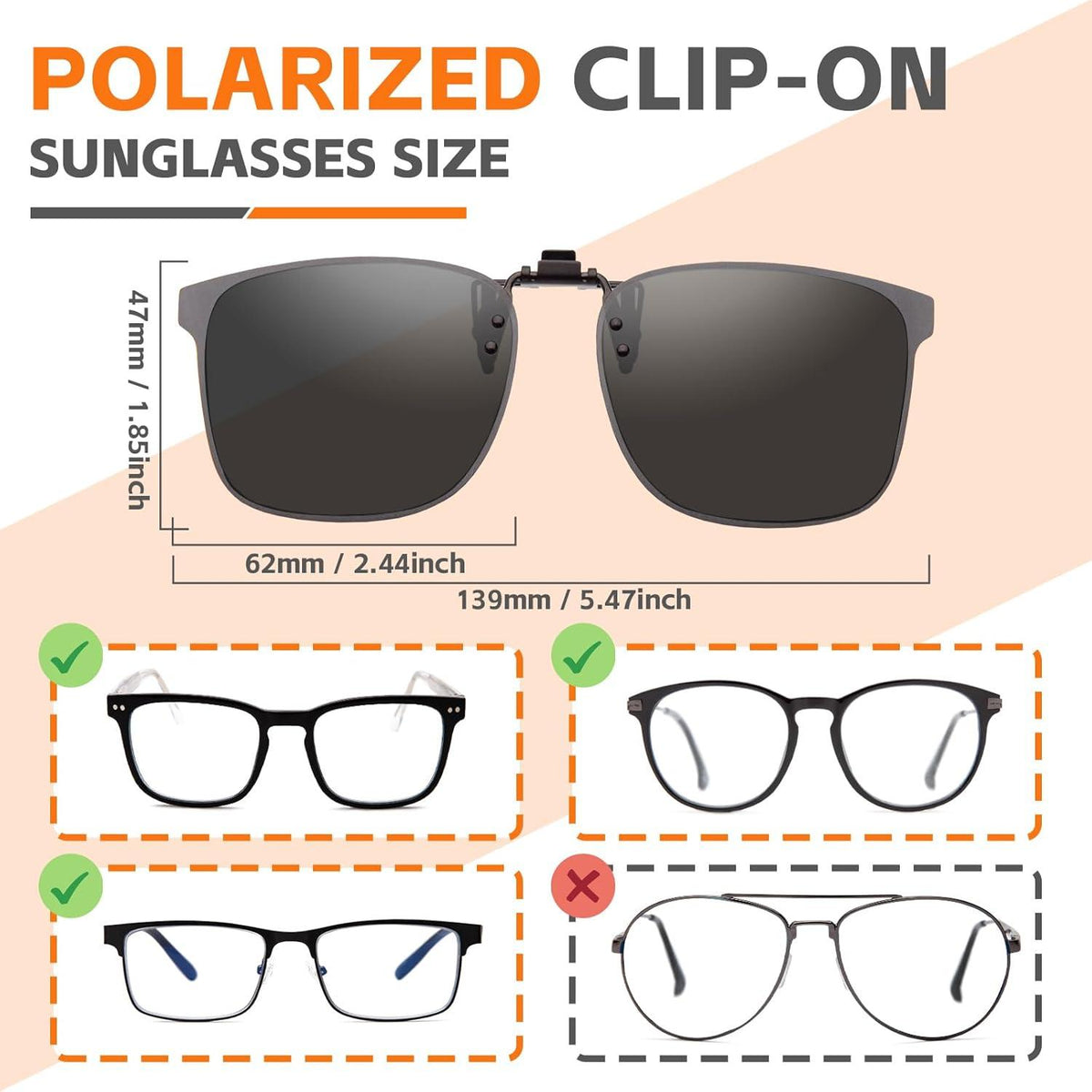 Polarisierte Clip-On Sonnenbrille UV400 Anti-Glare Gläser Edge Design