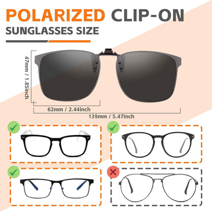 Polarisierte Clip-On Sonnenbrille UV400 Anti-Glare Gläser Edge Design