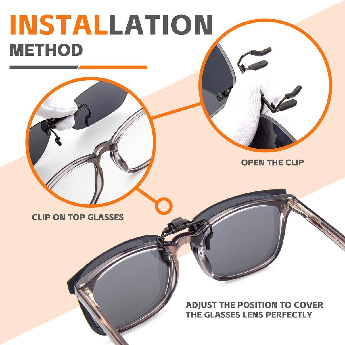 Polarisierte Clip-On Sonnenbrille UV400 Anti-Glare Laserdesign Unisex