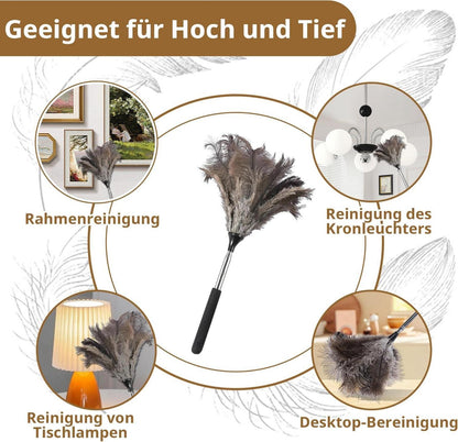 Teleskop Staubwedel Straußenfedern - Lang ausziehbar, waschbar, anti-statisch
