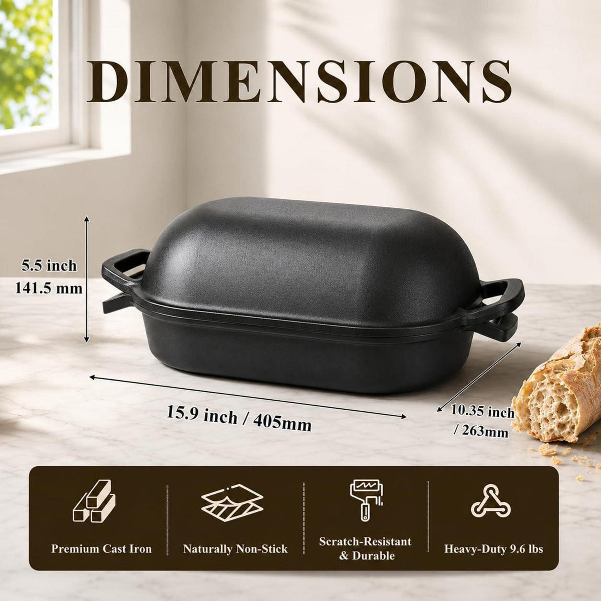 Ovaler Sauerteig-Brottopf mit Deckel & Back-Set