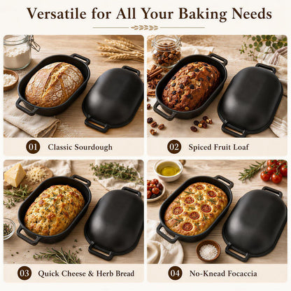 Ovaler Sauerteig-Brottopf mit Deckel & Back-Set
