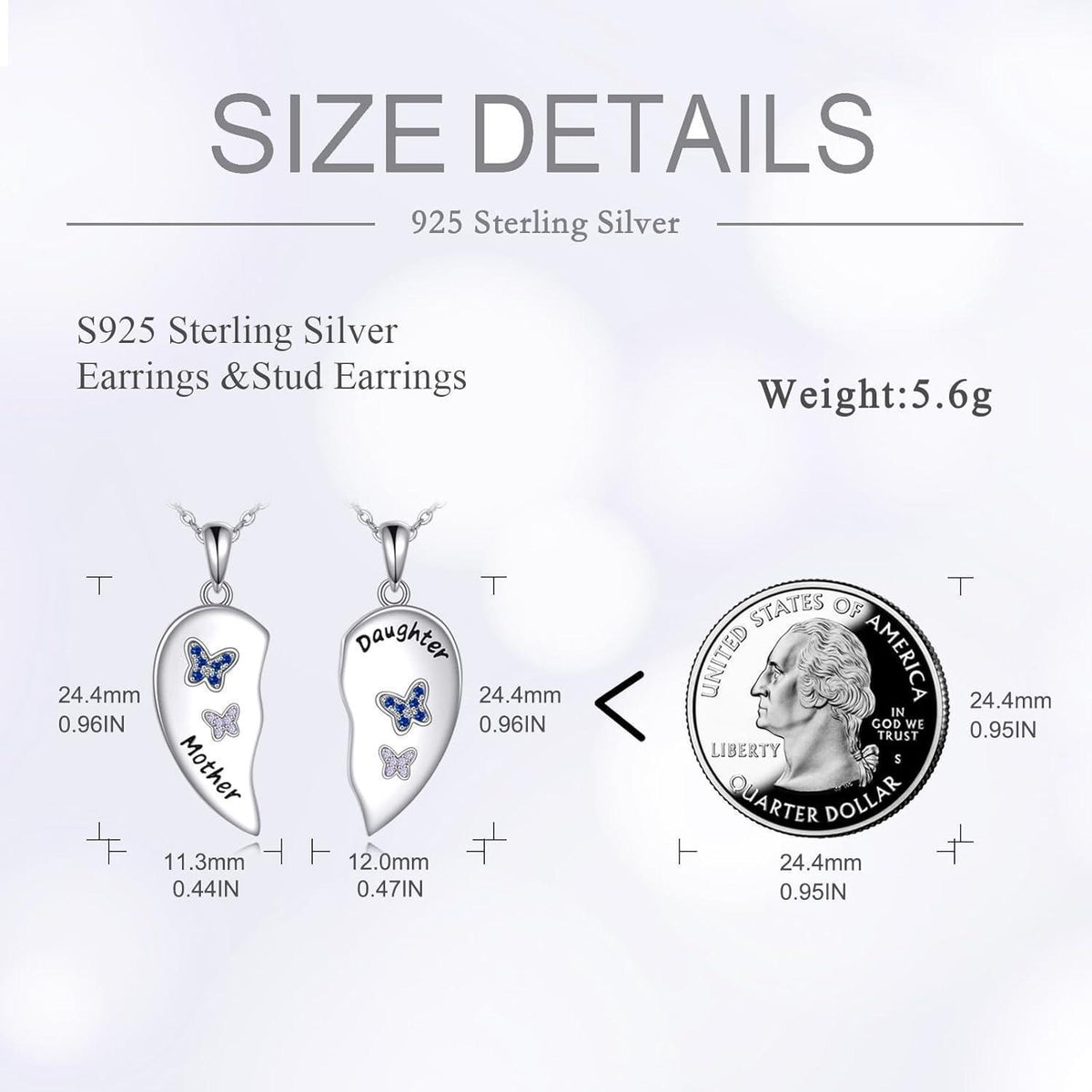 925 Sterling Silber Mutter Tochter Partnerketten Herz Anhänger