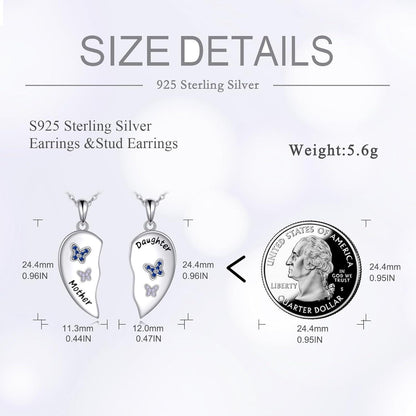 925 Sterling Silber Mutter Tochter Partnerketten Herz Anhänger