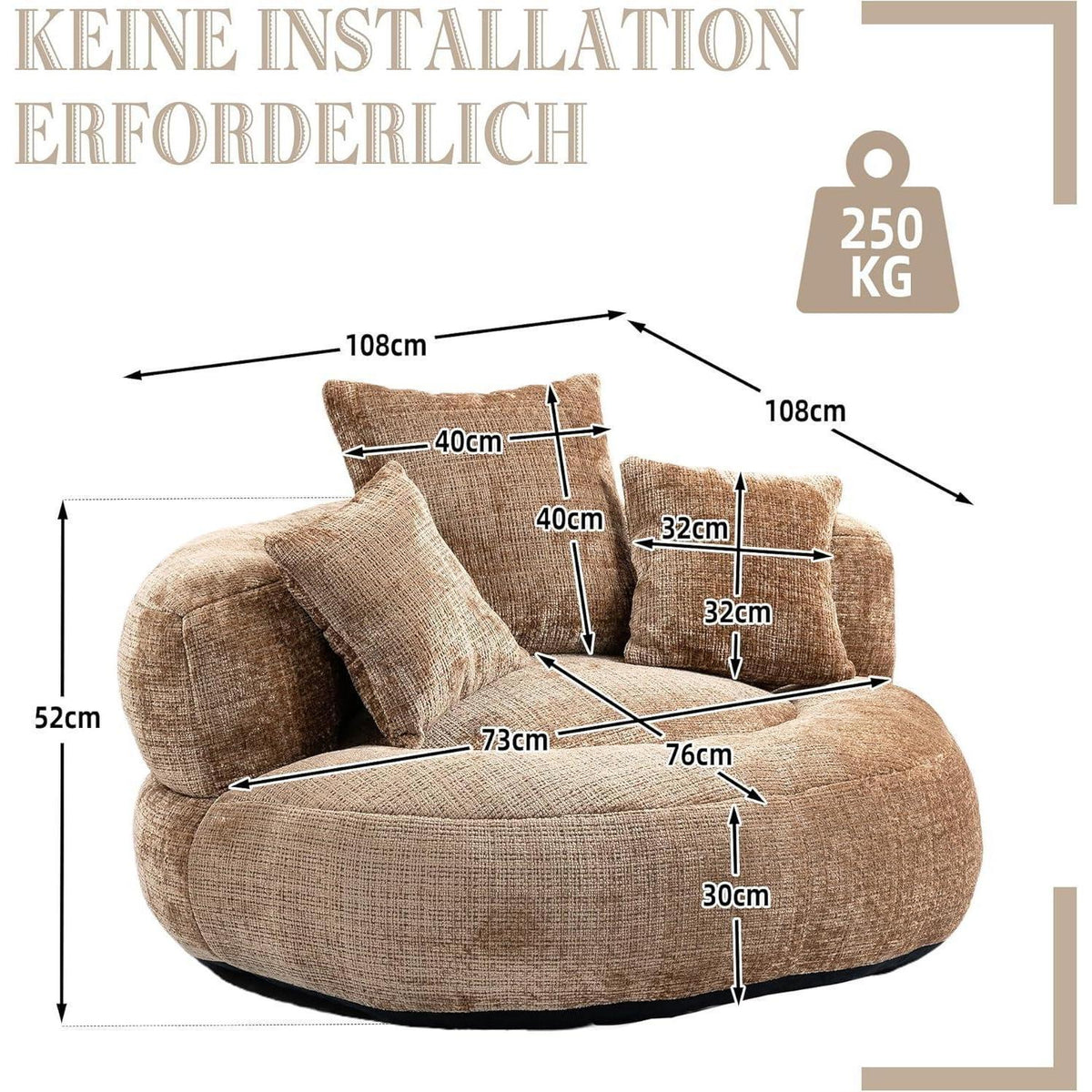 Lazy Sitzsack mit hoher Lehne – Bequemer Lounger für Wohnzimmer