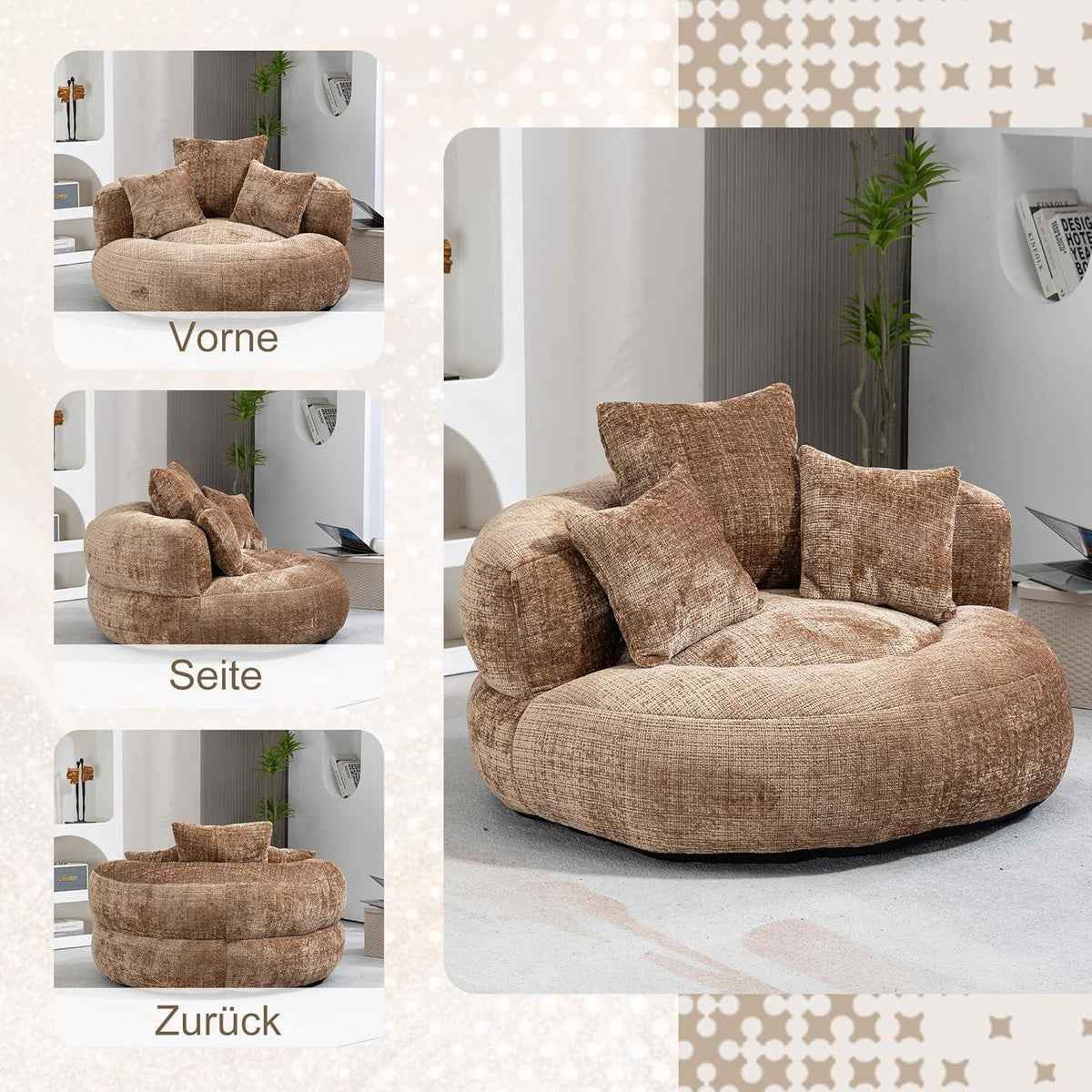 Lazy Sitzsack mit hoher Lehne – Bequemer Lounger für Wohnzimmer