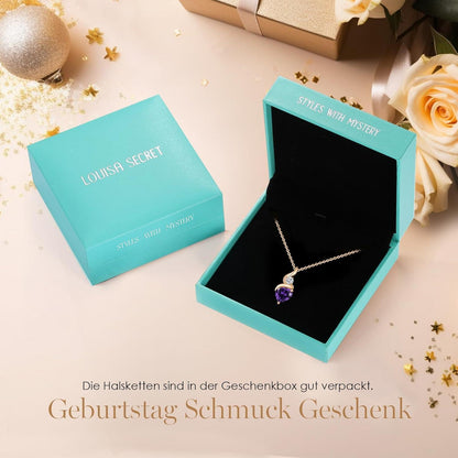 Damen Kette Infinity Herz Sterling Silber Geburtsstein Halskette