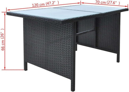 6 tlg. Garten Lounge Set Poly Rattan Schwarz inkl. Auflagen