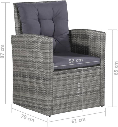 5 TLG. Garten Lounge Set Grau für 8 Personen Poly Rattan Sitzgruppe