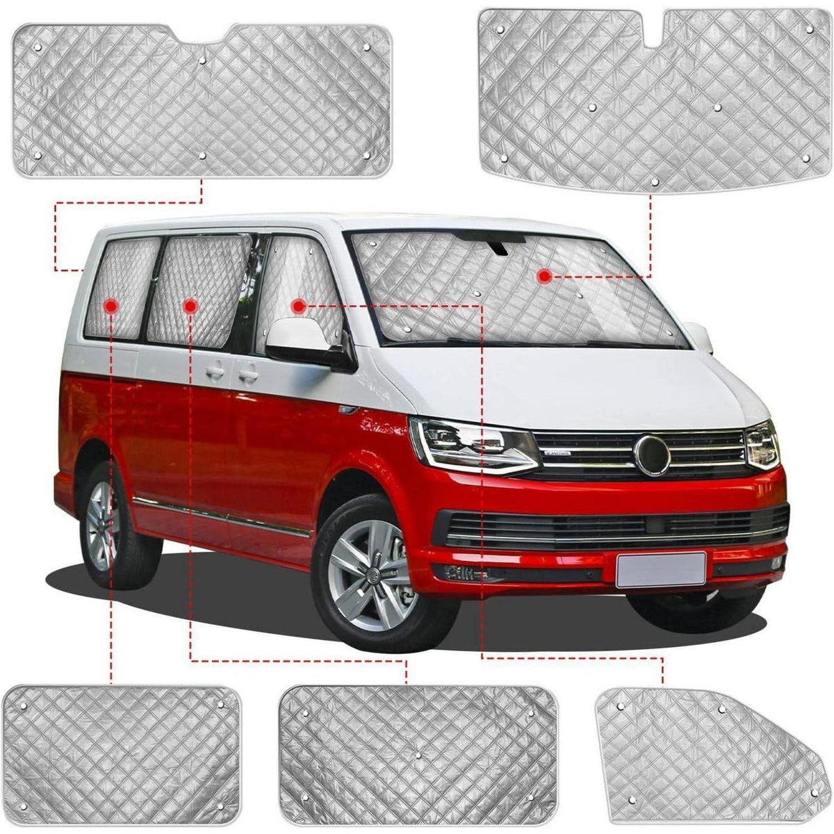Thermo Jalousien Set VW T5/T6 LWB – 8tlg. Sonnenschutz Matte