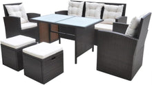 Garten Lounge Set 6 TLG. Poly Rattan Braun Sitzgruppe 7