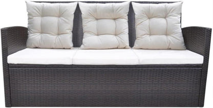 Garten Lounge Set Poly Rattan Braun 6 TLG. bis 7 Personen
