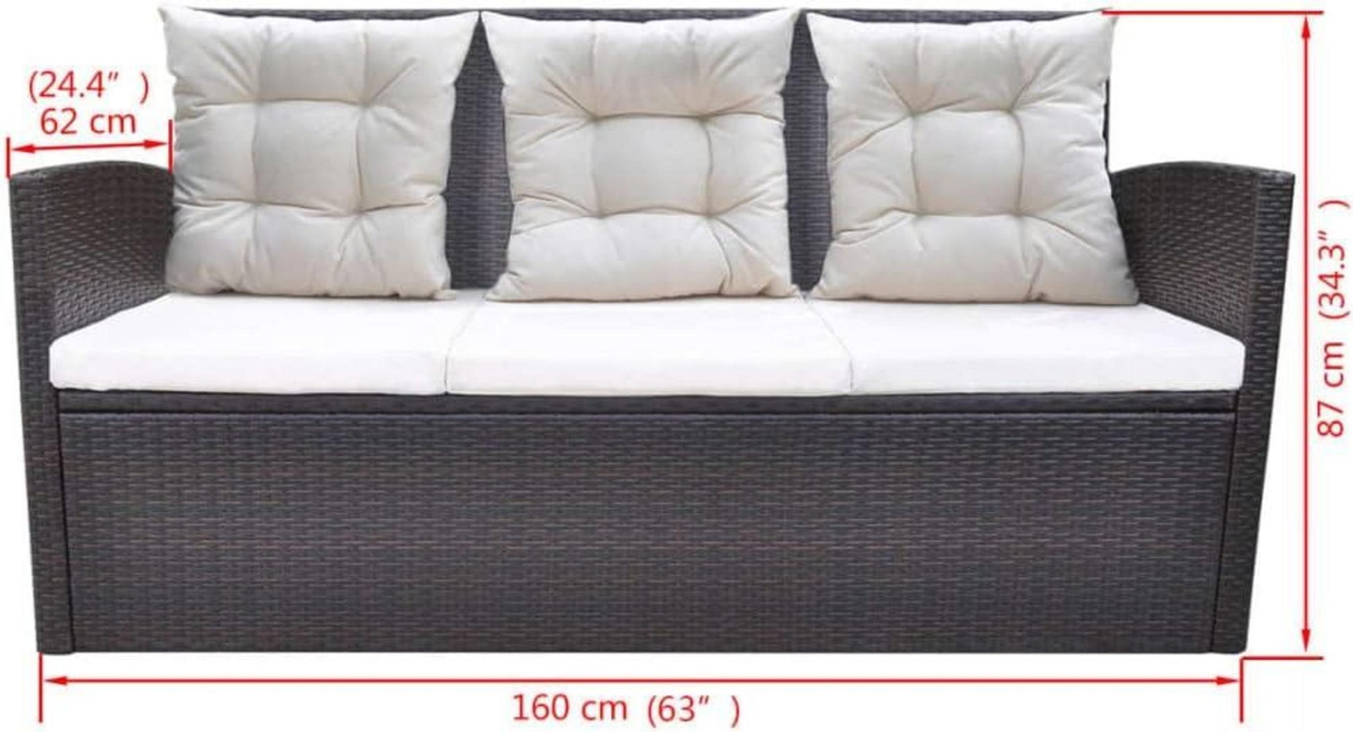 Poly Rattan Garten Lounge Set 7tlg. mit Auflagen Braun