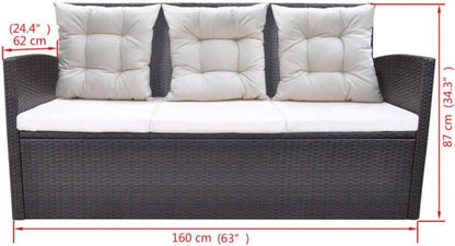Poly Rattan Garten Lounge Set 7tlg. mit Auflagen Braun