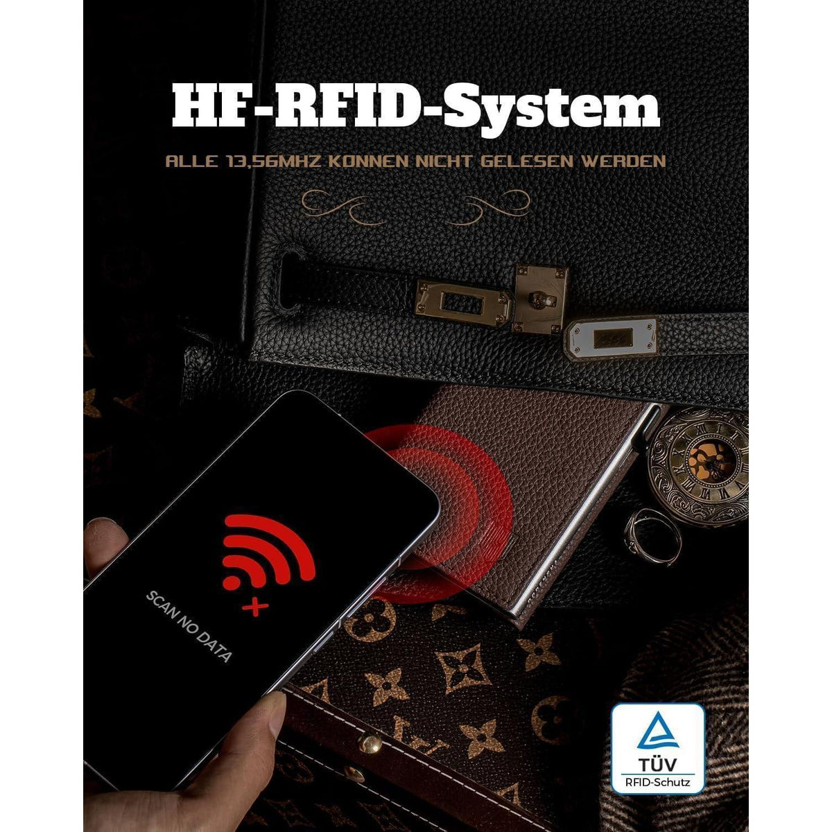 Herren Geldbörse mit XL Münzfach, RFID Schutz, echtes Leder