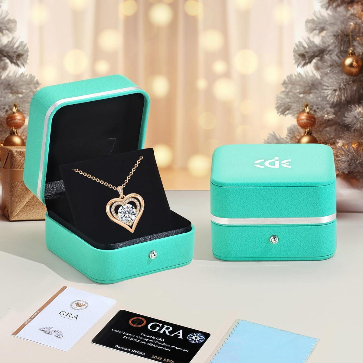 Silber Herz Halskette Damen Moissanite 3 Karat Rosé Vergoldet