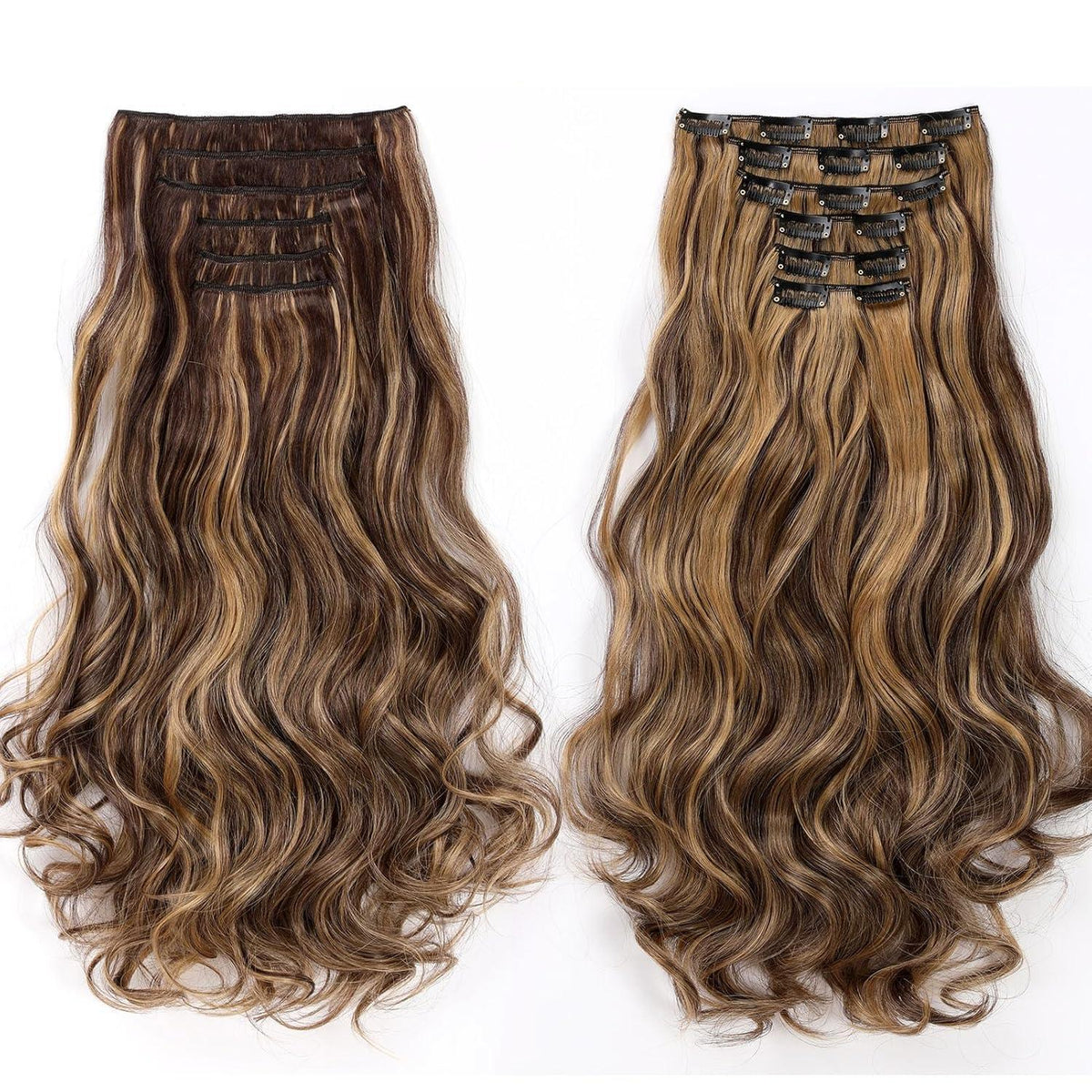 48cm Clip-in Haarverlängerung gewellt, mittelbraun & dunkelblond