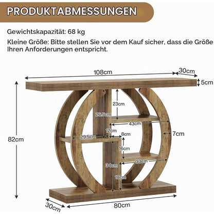 Konsolentisch 108 cm mit Regalen – Holzoptik Eiche Braun