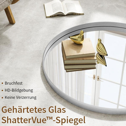 Runder Wandspiegel 120cm mit tiefem Silberrahmen