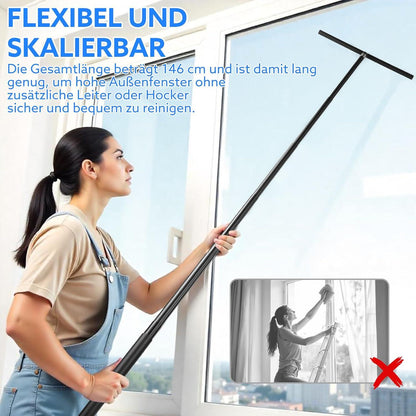 Duschabzieher ausziehbar Schwarz Silikon Teleskopstiel Tuchbezug