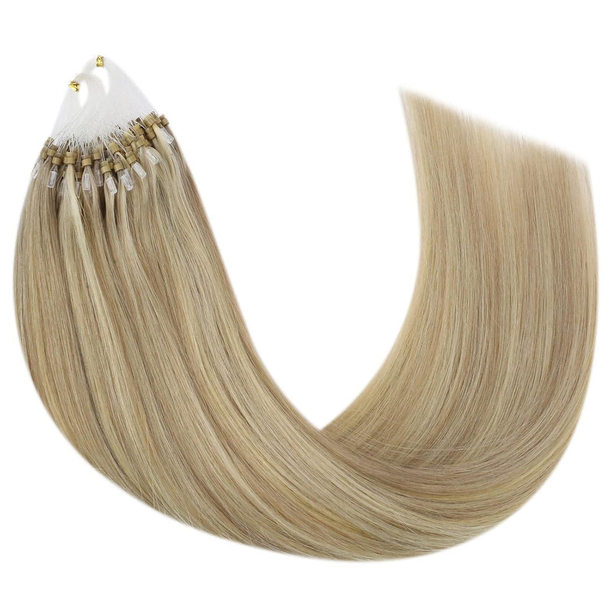 Blond Microring Haarextensions – Echthaar 60cm Golden Blond Highlights