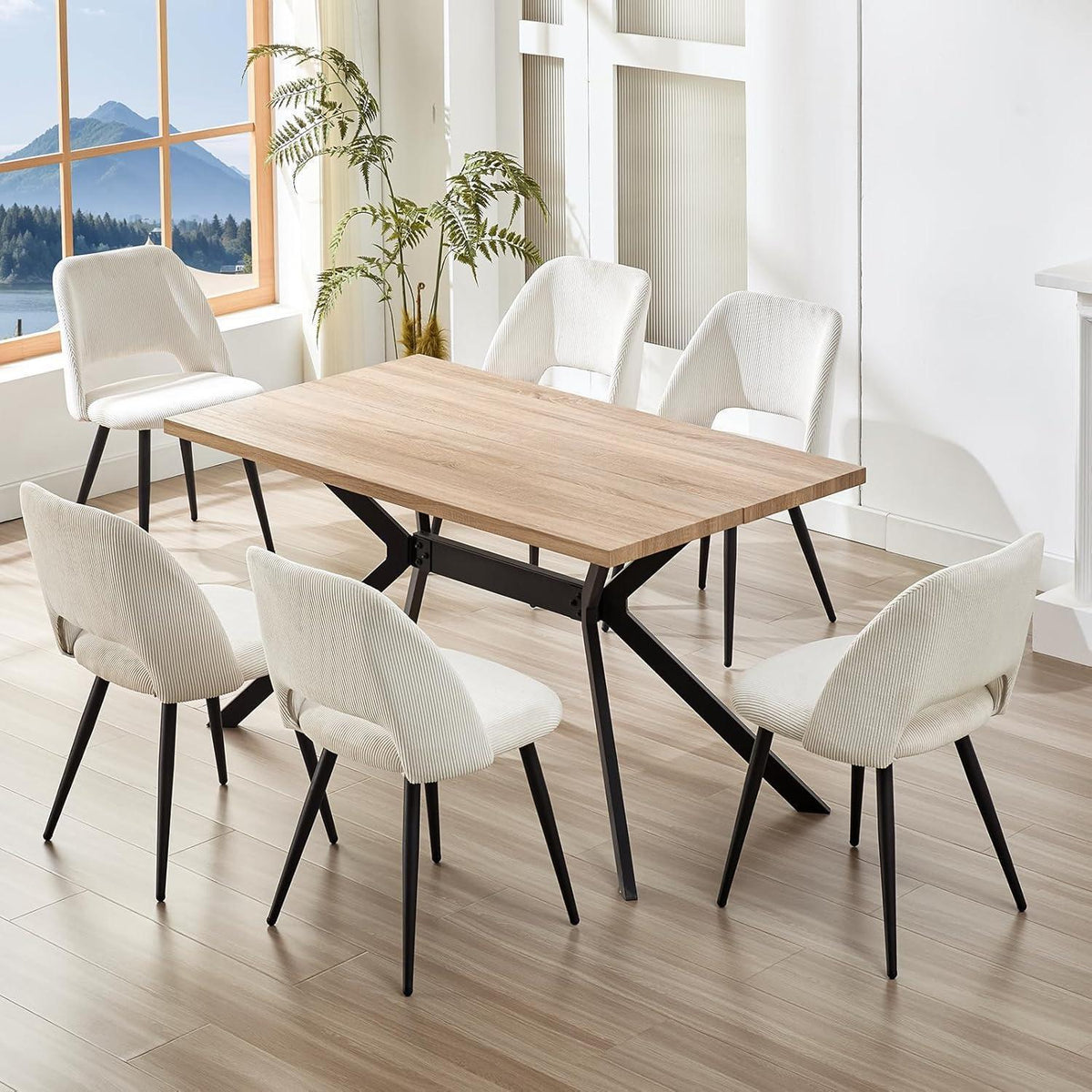 Esszimmerstühle 2er Set, Samt, Beige – Modern & Komfortabel