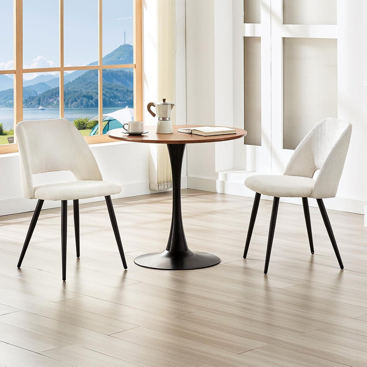 Esszimmerstühle 2er Set, Samt, Beige – Modern & Komfortabel