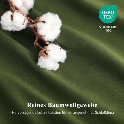 Bettwäsche-Set Baumwolle 140x200 Olivegrün mit Kissenbezug 80x80
