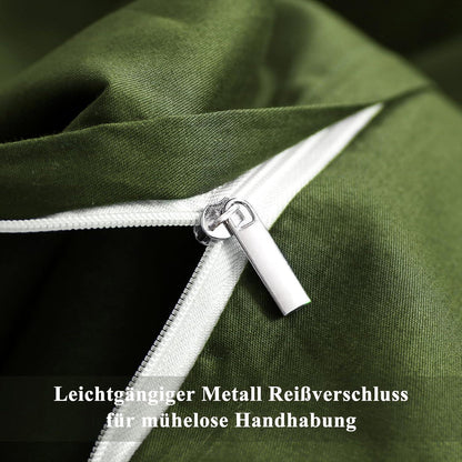 Bettwäsche-Set Baumwolle 140x200 Olivegrün mit Kissenbezug 80x80