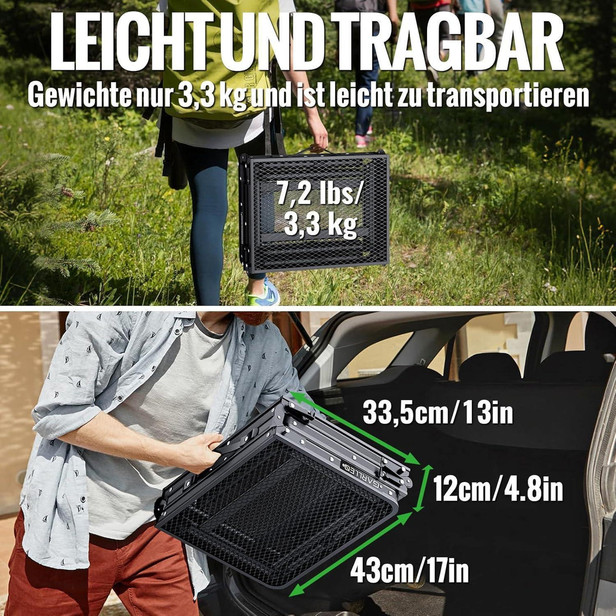 Klapptisch 87x40cm, 3-fach höhenverstellbar, leicht & stabil