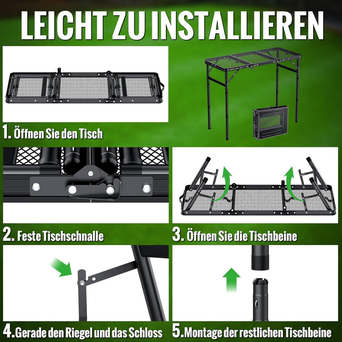 Klapptisch 87x40cm, 3-fach höhenverstellbar, leicht & stabil