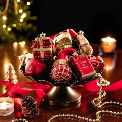 100 Weihnachtskugeln Rot Gold Bruchfest mit Geschenkpaket