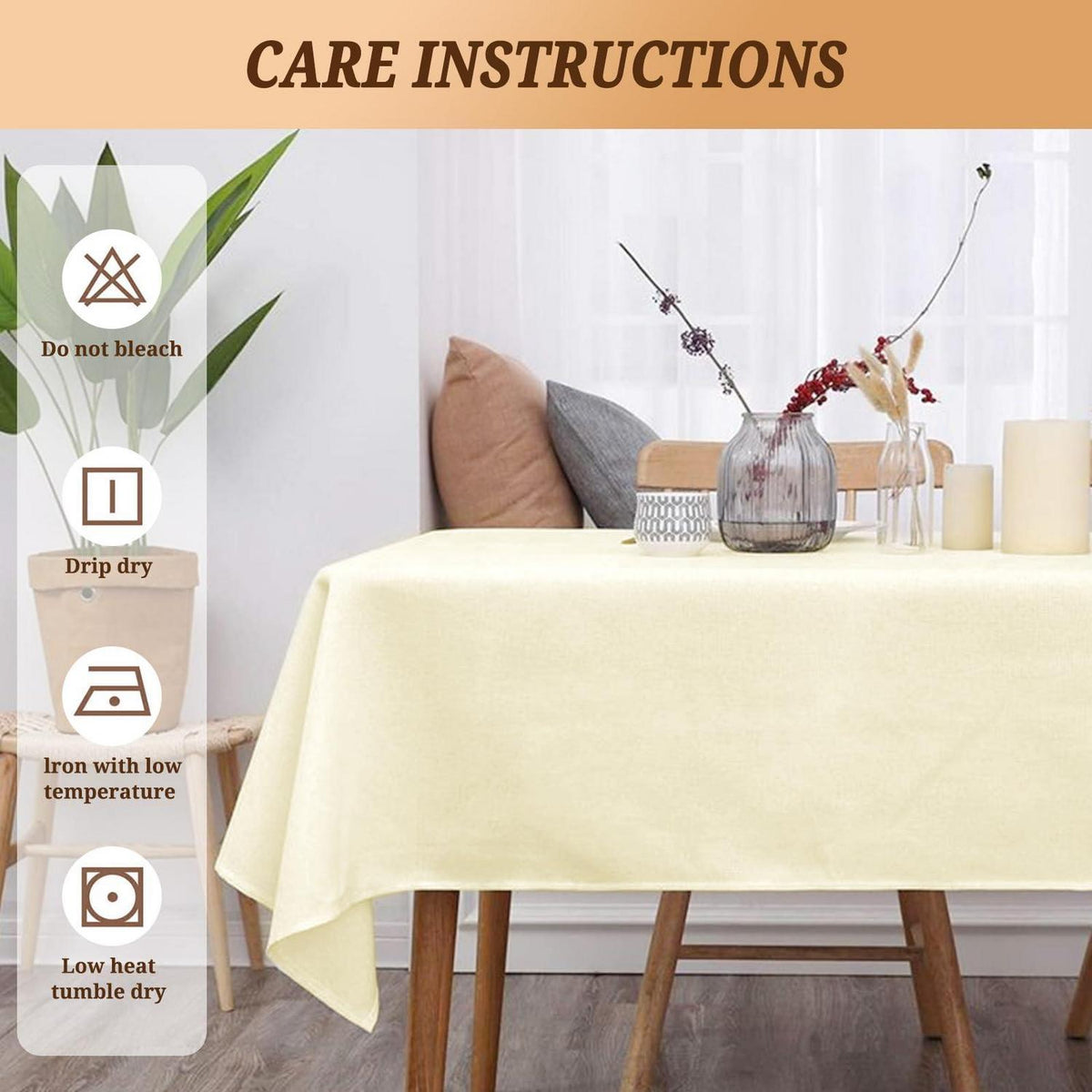 10x Beige Tischdecke Rechteckig 240cm - Fleckenabweisend & Abwaschbar
