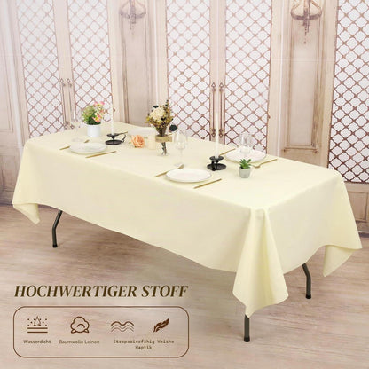 10x Beige Tischdecke Rechteckig 240cm - Fleckenabweisend & Abwaschbar