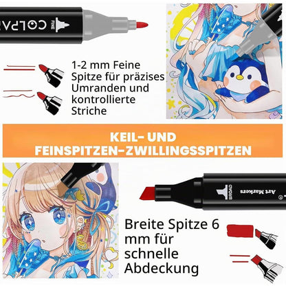 Alkohol Marker Set 262 Farben – Dual Tip für Illustration & Design