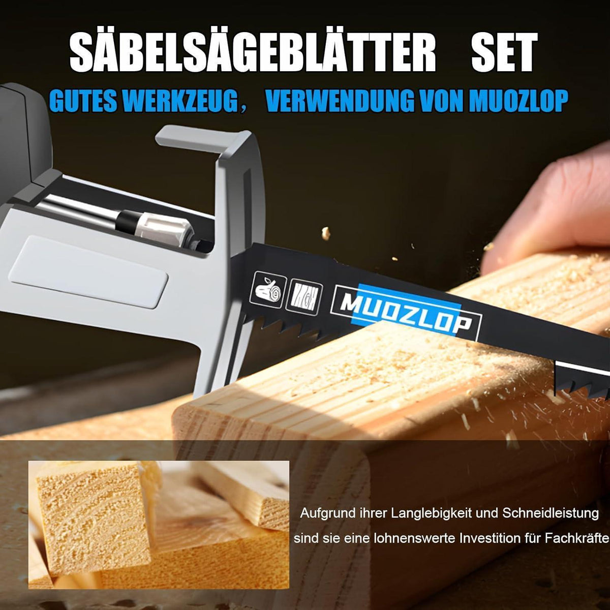 Säbelsägeblätter Set 5 Stück 225mm 6 TPI für Holz