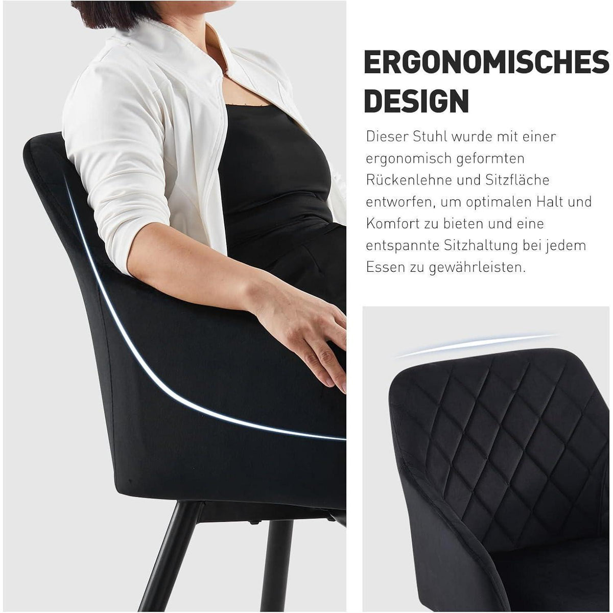 Drehbarer Esszimmerstuhl Set 4er – Samt Schwarz