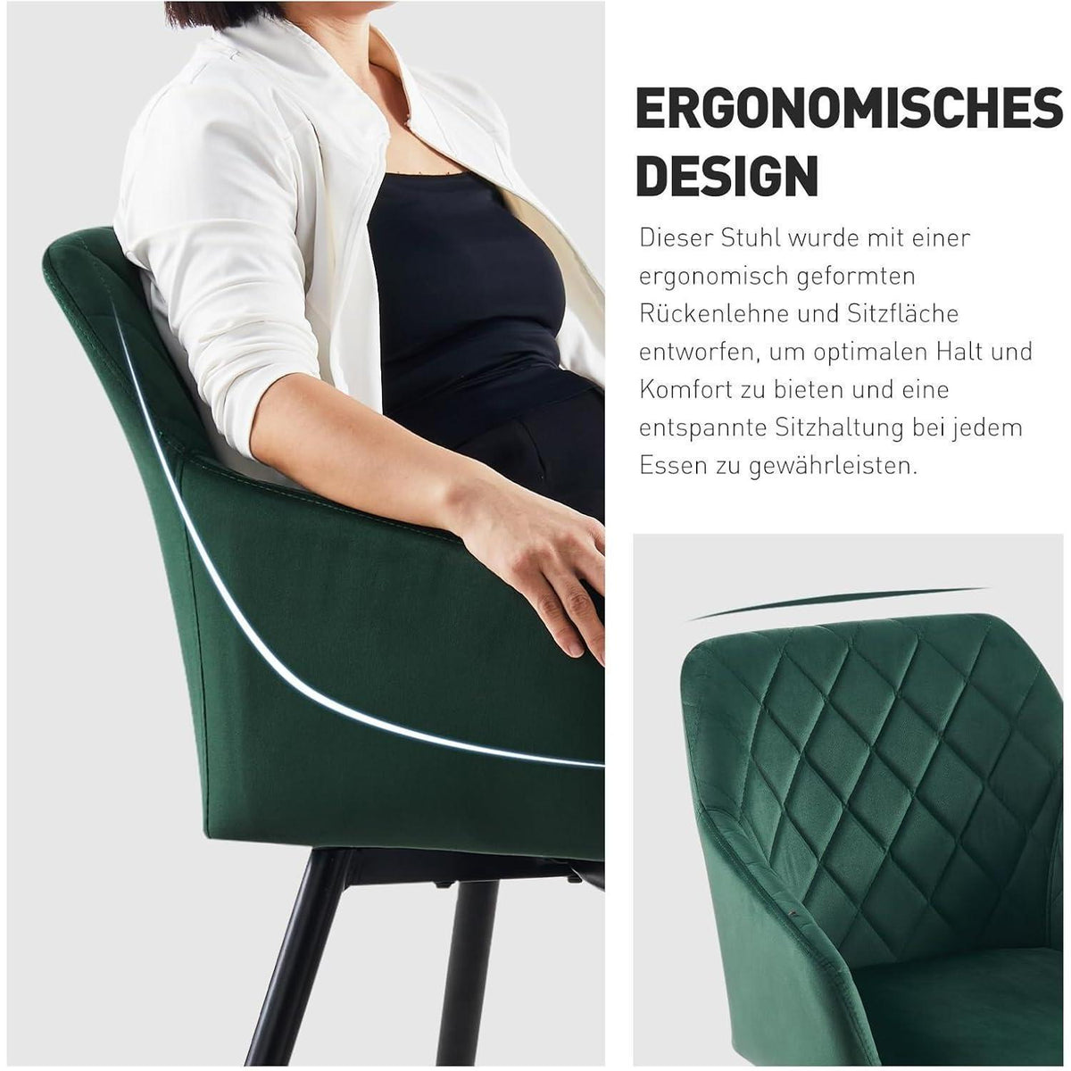 Drehbarer Samt Esszimmerstuhl Set (2x) – Grün