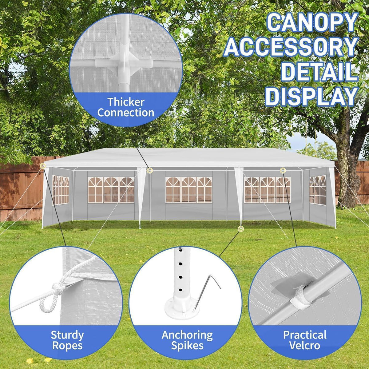Faltbarer Gartenpavillon 3x9m – Wasserdichtes Partyzelt mit Seitenteilen