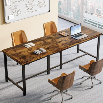 Extralanger Computertisch für 2 Personen – 200x60 cm, Vintage Braun