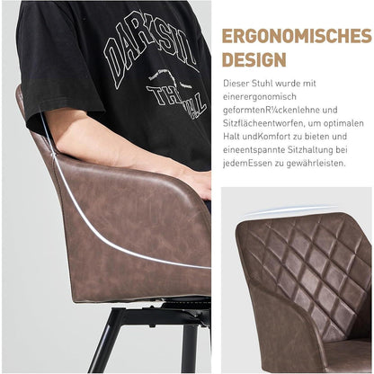Drehbarer Esszimmerstuhl mit Armlehnen – 4er Set Braun