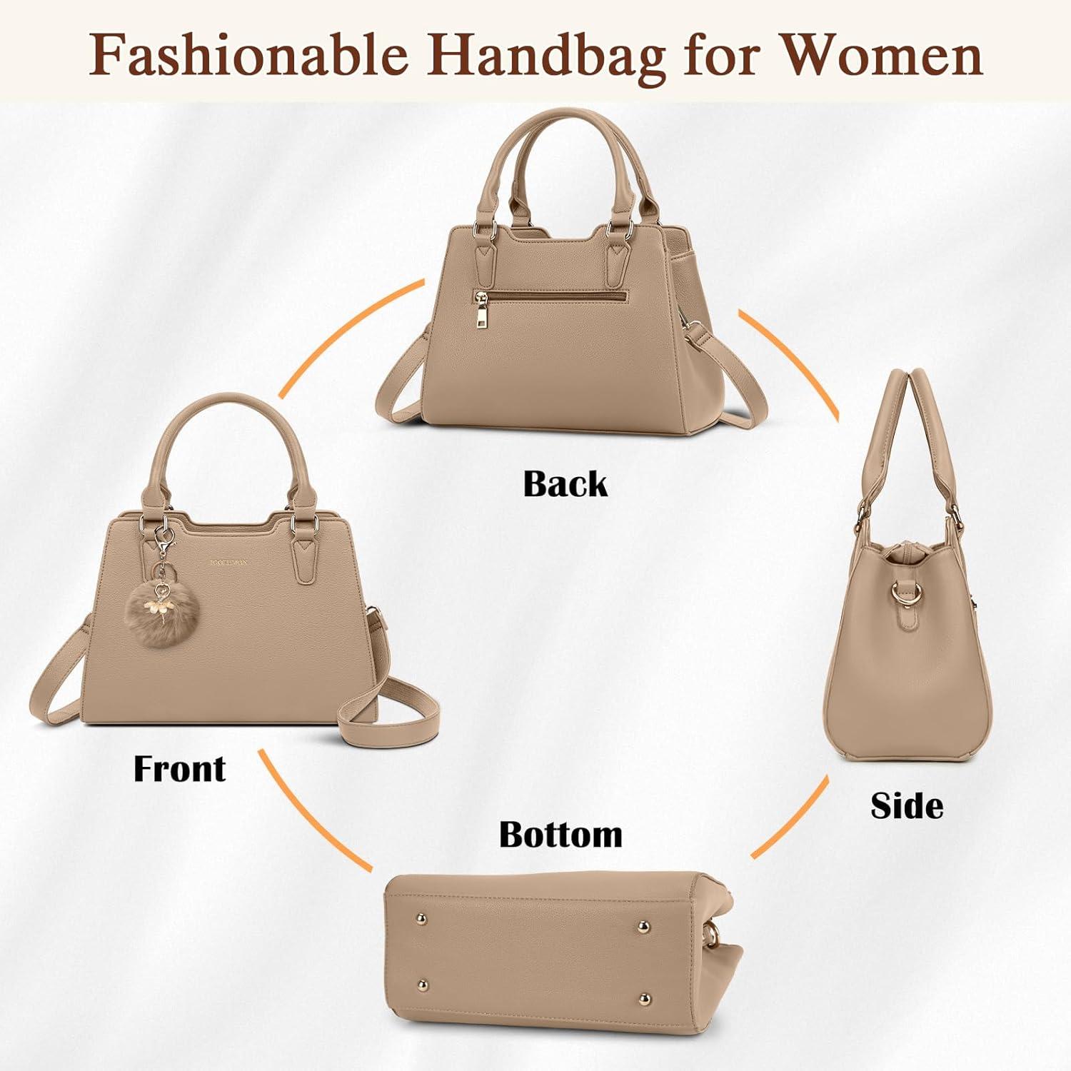 IGOLUMON Handtasche Damen Leder Mittelgroß Tote Umhängetasche Khaki
